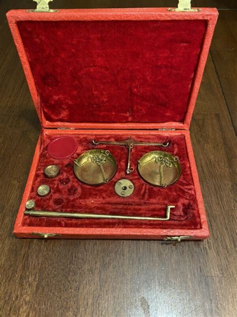 Vintage Brass Hanging Balance Scale Made In India 20g Weights Set