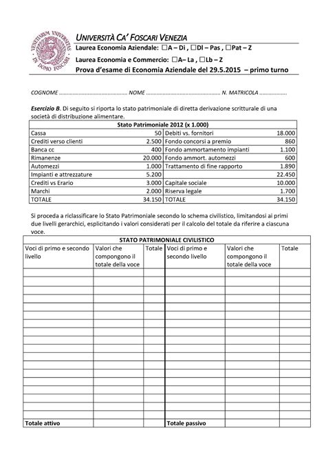 Eco Azi Ve E Turno Con Soluzione Universit Ca Foscari