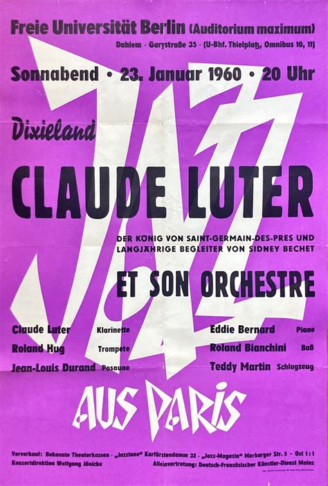 Claude Luter Et Son Orchestre Konzert Plakat Concert Affiche Poster