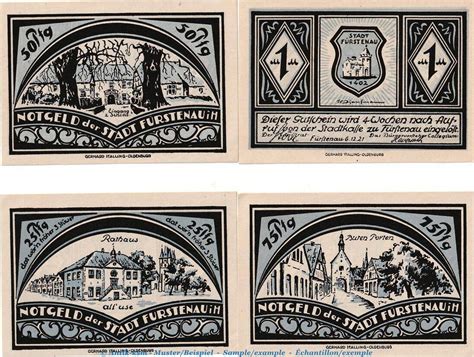 Notgeld De 4 Scheine kpl 4 x Notgeld Stadt Fürstenau 400 1 Set mit 4