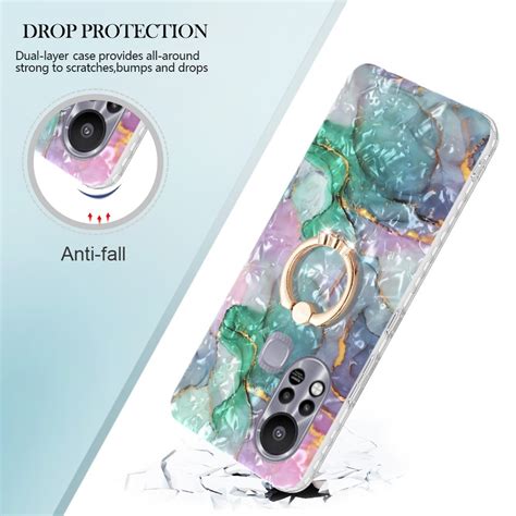 For Infinix Hot S Ring Holder Mm Airbag TPU Phone Case Ink Green Marble Alexnld
