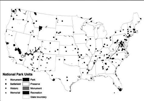 The National Park System. Source: National Park Service. | Download ...