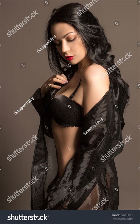Beautiful Sexy Brunette Black Lingerie Negligee Stock Photo 564017392 Shutterstock