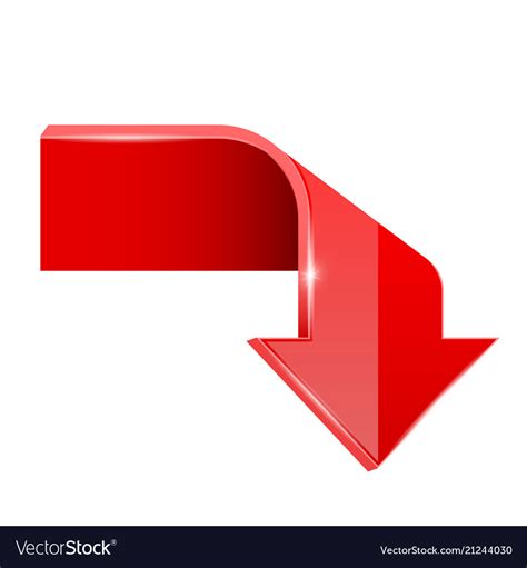 Red Bent Arrow Down 3d Symbol Royalty Free Vector Image