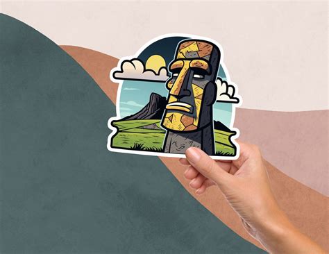 Easter Island Sticker Moai Head Sticker Easter Island Etsy