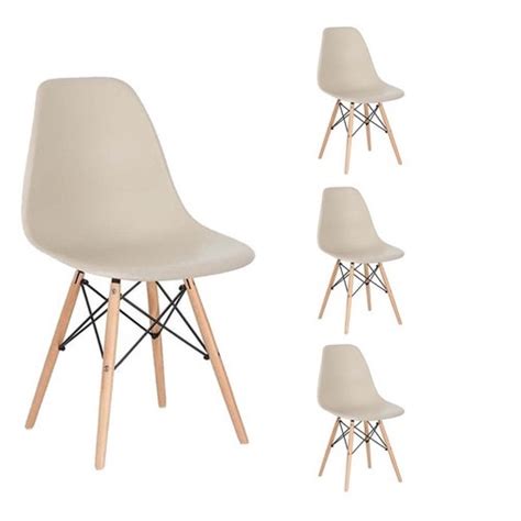 Kit Cadeiras Charles Eames Eiffel Nude Para Sala Quarto Cozinha em Promoção Ofertas na