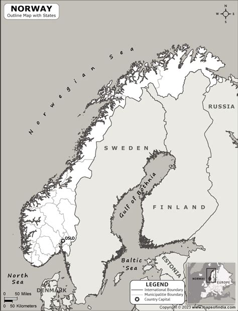 Norway Outline Map Norway Outline Map With State Boundaries