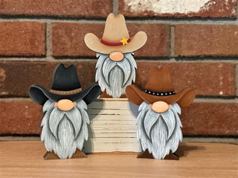 Cowboy Gnome Wooden Hand Painted Gnome Wild West Gnome Gnome in Cowboy ...