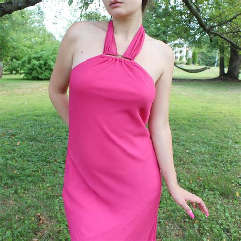 Vintage Y K Hot Pink Halter Mini Dress By Hot Kiss Gem