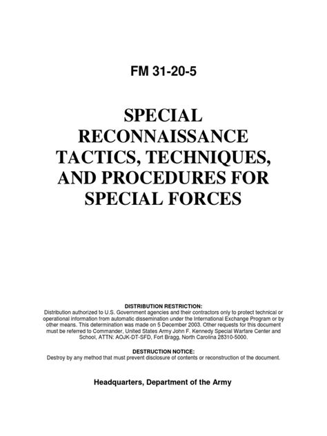 Special Reconnaissance Tactics, Techniques, and Procedures For Special ...