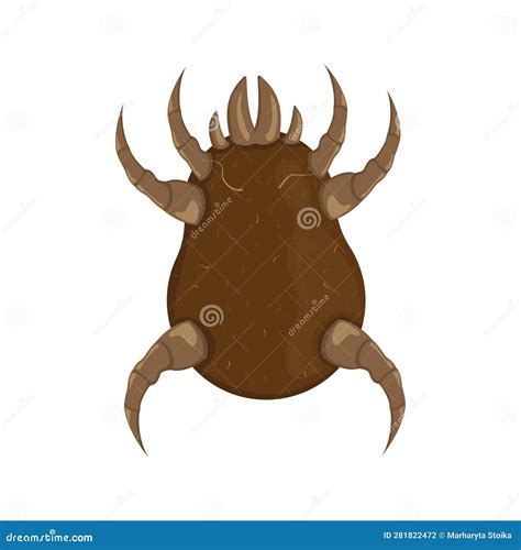 Brown Dust Mite Vector Illustration. Microscopic Dangerous Insect Stock