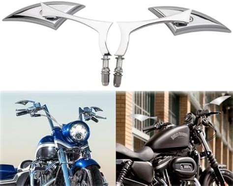 Chrome Motorcycle Spear Blade Rear View Mirrors For Harley Davidson