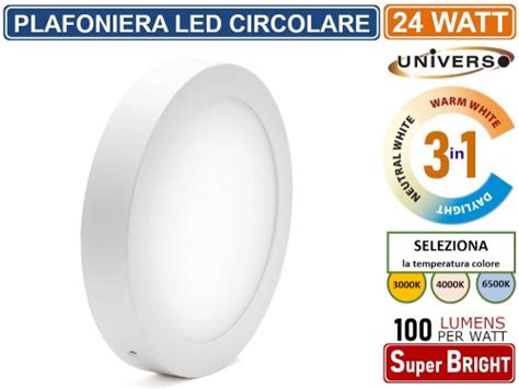 Gasiashop P300B T3C UNIVERSO PLAFONIERA LED ROTONDA CIRCOLARE 24W