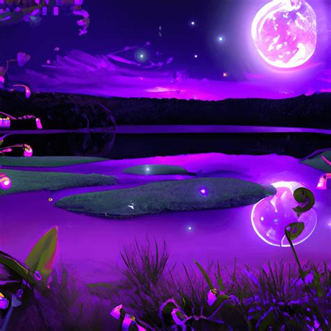 Bioluminescent Forest and Lake · Creative Fabrica