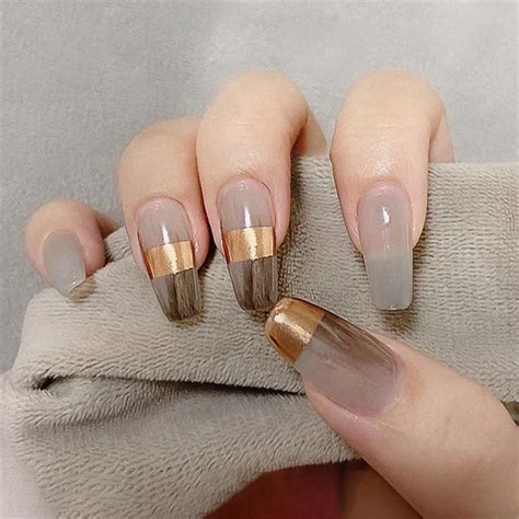 Pcs Middle Length Ballerina Nude Pink Color False Nails Design With Heart Pattern DIY