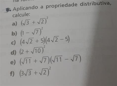 Solved Na Aplicando A Propriedade Distributiva Calcule A Sqrt 3