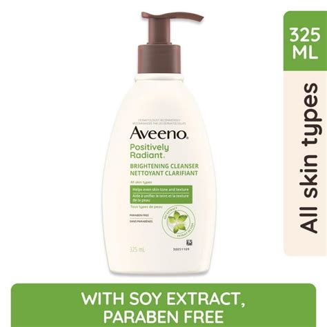 Aveeno Positively Radiant Brightening Cleanser Makeup Remover Soy