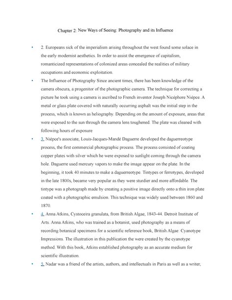 History of modern art chapter 2 notes - Chapter 2: New Ways of Seeing