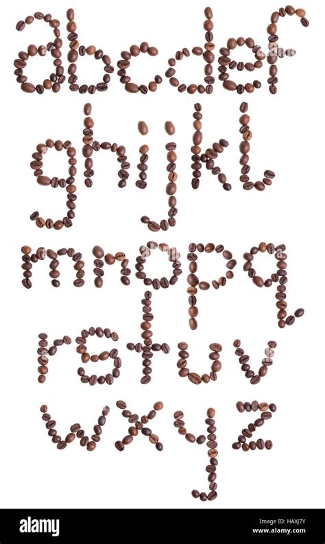 Alphabet Letter Made From Coffee Beans Isolated On White Background