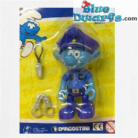 Policeman Smurf With Handcuffs Movable Smurf Figurine Deagostini Cm