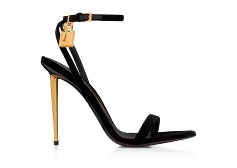 Tom Ford Sandals Velvet Padlock Pointy Naked Sandal Black Women Carolyn Nelson
