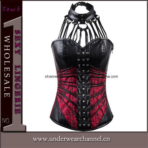 Latex Sexy Women Leather Lingerie Bustiers Steampunk Corset For Wholesale TA21651 China