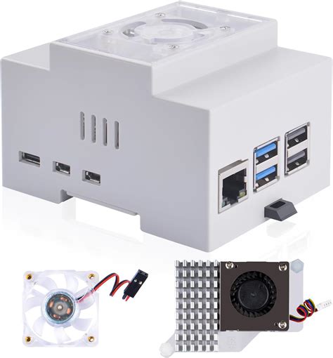 Geeekpi Case For Raspberry Pi Din Rail Case With Active Cooler For