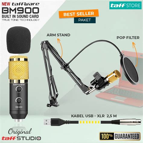 Jual NEW PAKET Mic Condenser BM 900 Built In Sound Card Arm Stand