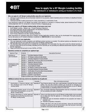 Fillable Online BT Margin Lending Application Form Individuals Fax