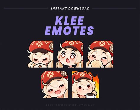 Klee Emote Set Genshin Impact Twitch Emote 5 Cute Klee Etsy Canada