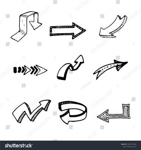 Hand Drawn D Arrows Set Doodle Stock Vector Royalty Free