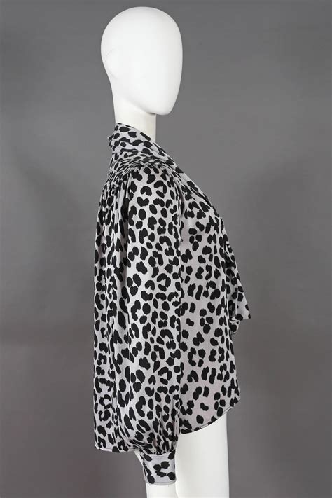 Yves Saint Laurent Leopard Print Pussy Bow Silk Blouse Circa S At StDibs Saint Laurent