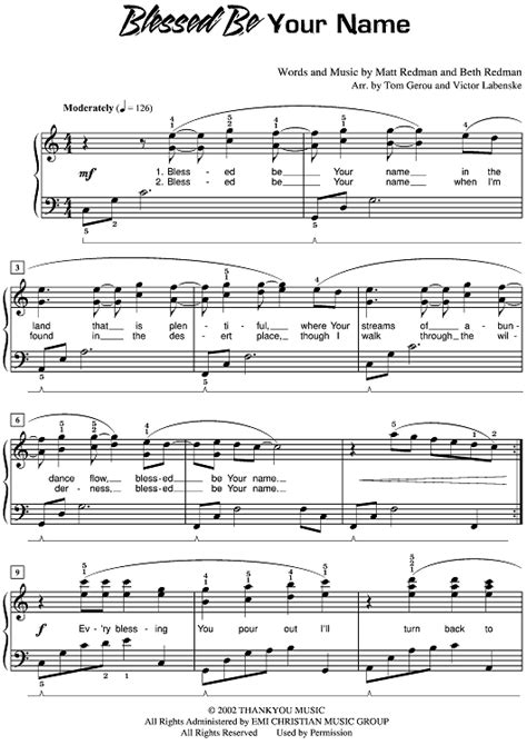 Blessed Be Your Name Sheet Music For Pianovocal Sheet Music Now