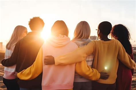 Un Grupo De Personas Se Paran Juntas Una De Ellas Tiene Sus Brazos