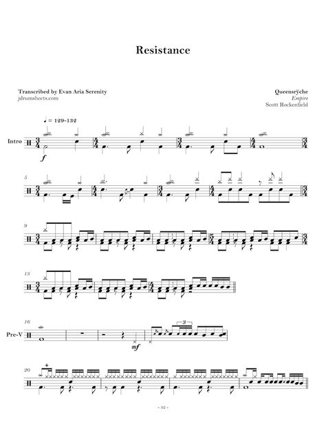 Queensrÿche Resistance Drum Sheet Music JDS Queensrÿche Collection