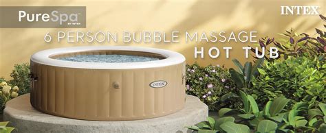 Intex PureSpa Person Bubble Massage Inflatable Hot Tub Spa Set Sahara Tan Amazon Ca Patio