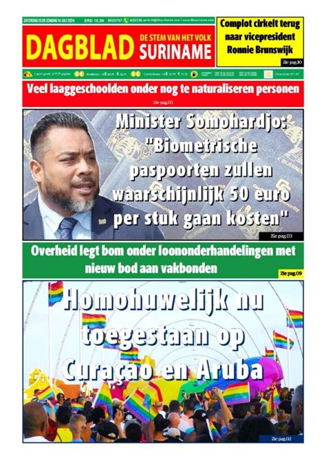 Dagblad Suriname Zaterdag 13 Juli 2024 Dagblad Suriname