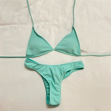 Mint Green Triangle Halter Bikini Size Depop