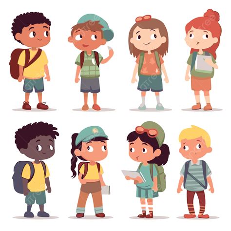 anak sekolah vektor stiker clipart berbagai kartun anak anak memegang