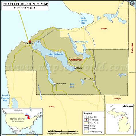 Charlevoix County Map Mapsofworld