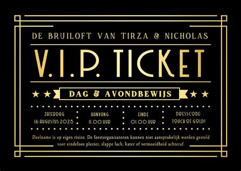 Originele Vip Ticket Uitnodiging Bruiloft Met Kaartje Go