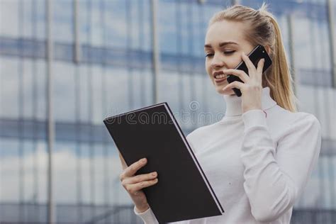 Close Up Of Smiling Attractive Girl With White Hair Talking On Mobile