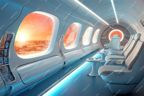 Premium AI Image | futuristic concept luxury train metro interior design