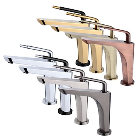 Hotel Luxury Brass Basin Faucet Toilet Brushed Gold Wash Basin Mixer Hot And Cold Faucet