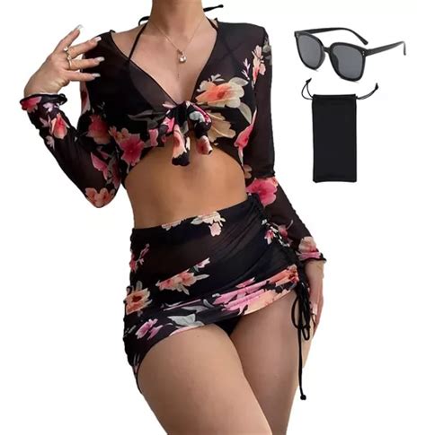 Juego De Traje De Baño Bikini Para Mujer Con Abrigo 6 Piezas Meses sin interés