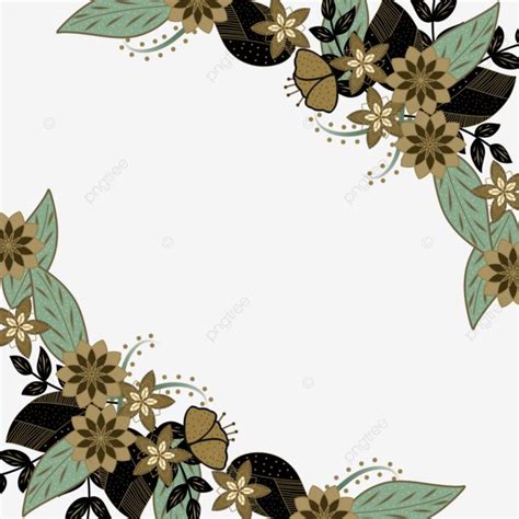 Frame Of Wreath Flower With Batik Motif Png And Psd