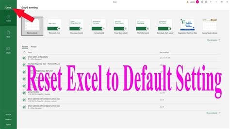 How To Reset Excel To Default Settings Microsoft Office Excel 2021