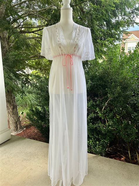 White And Pink Floral Detail Sheer Bridal Lingerie Vtg Size Small Ebay