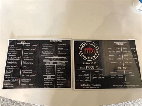 Picnic Garden Bbq Buffet Menu