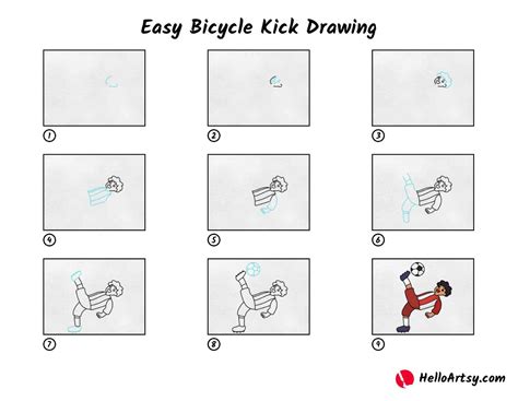 Easy Bicycle Kick Drawing - HelloArtsy